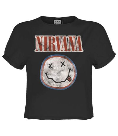 Womens/ladies Colour Nirvana Crop Top Charcoal Amplified