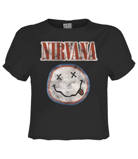 Womens/ladies Colour Nirvana Crop Top Charcoal Amplified