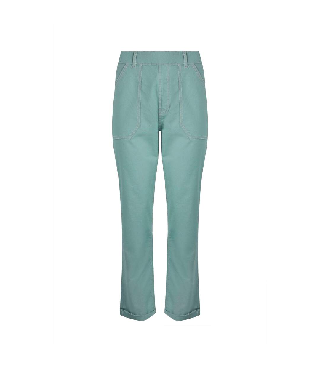 Womens/ladies Malorri Organic Cotton Trousers Mineral Blue Weird Fish-2