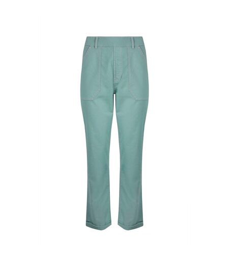 Womens/ladies Malorri Organic Cotton Trousers Mineral Blue Weird Fish