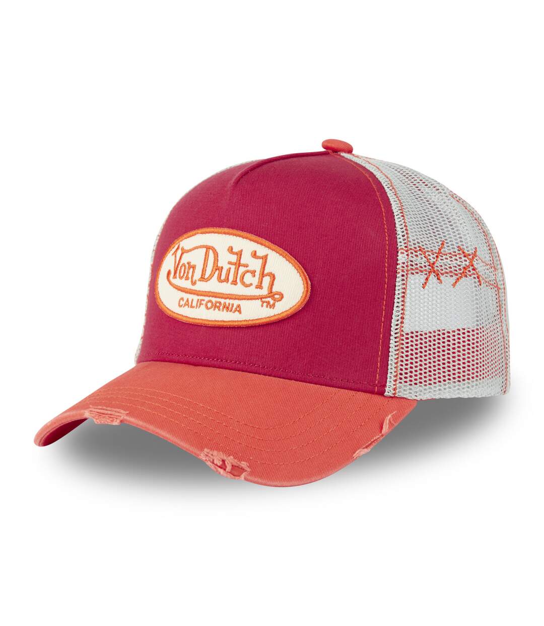 Casquette trucker avec filet effet usé et patch brodé Used Vondutch-1