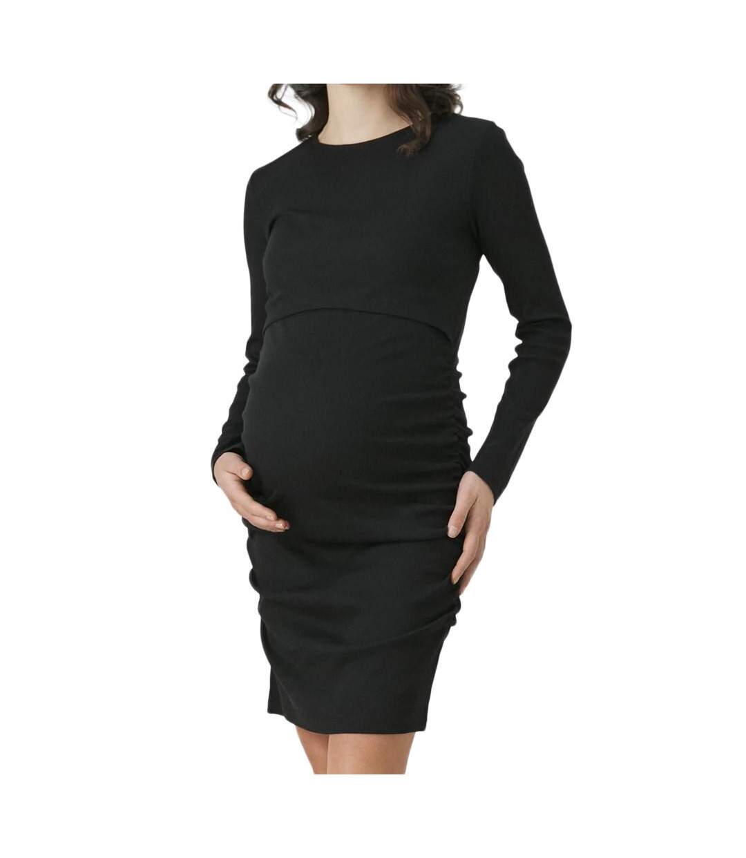 Robe de Grossesse et Allaitement Noire Femme Mamalicious Emily - L