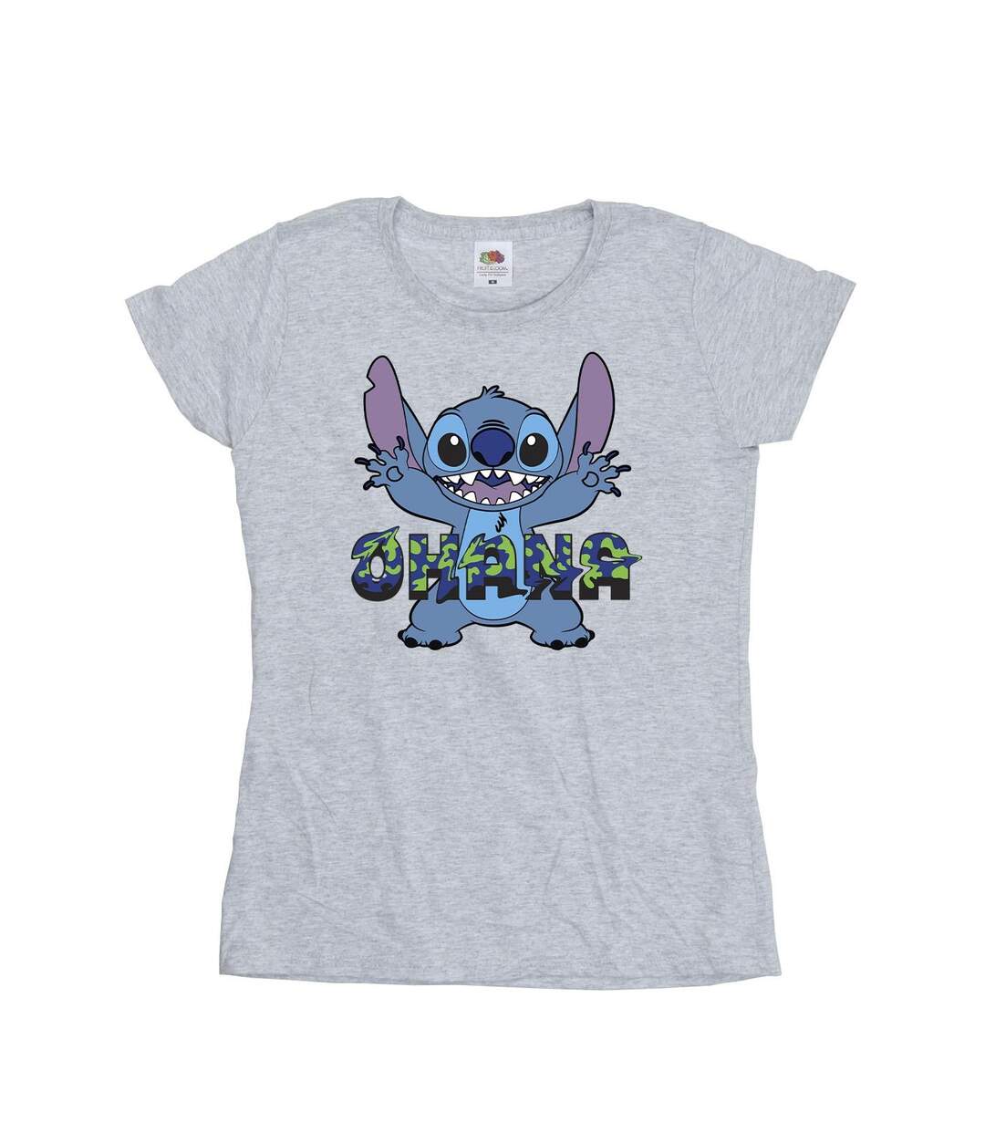 Disney Femmes/Les femmes Lilo And Stitch Ohana Blue Glitch Cotton T-Shirt (Gris sportif) - UTBI25841-1