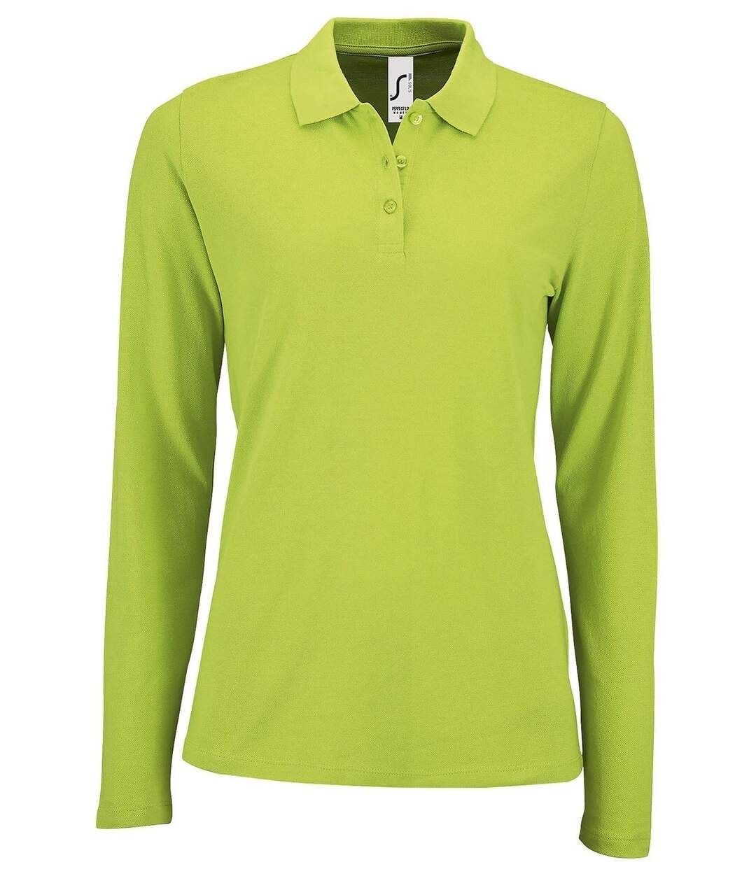 Polo manches longues - Femme - 02083 - vert pomme