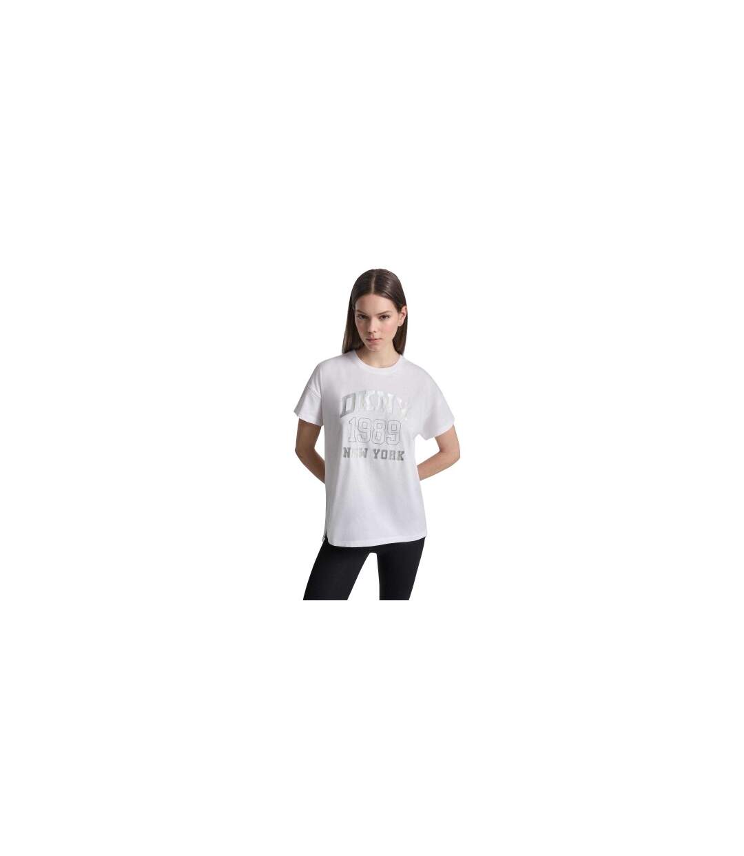 T-shirt Motif/style Scintillant Femme Blanc DKNY-1