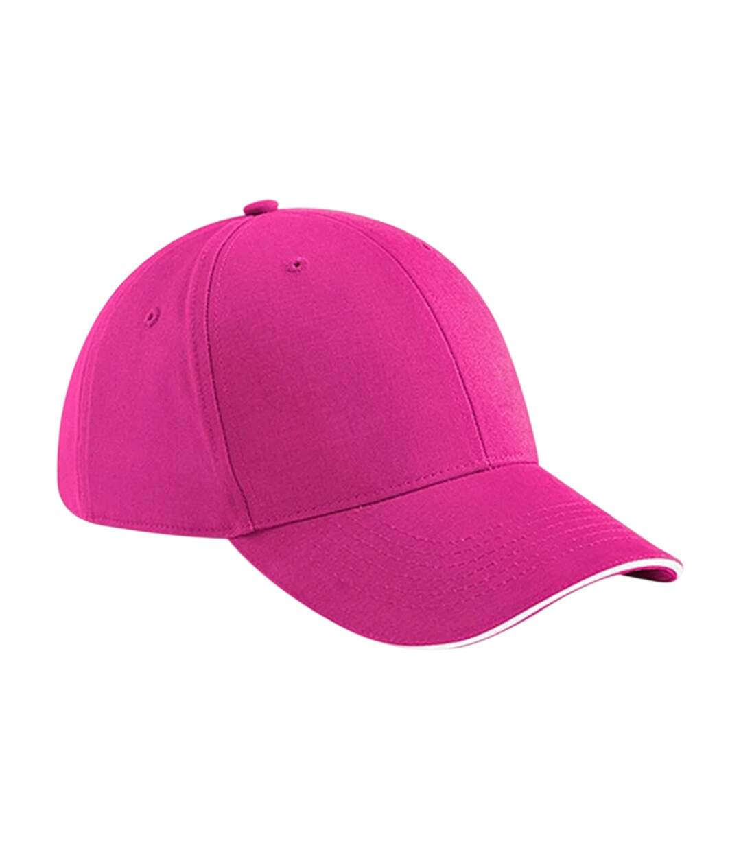 Casquette Motif/style 6 Panneaux Athleisure Fuchsia Blanc Beechfield-1