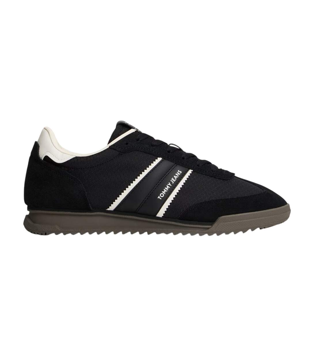 Mens Lace Up Low Cut Running Trainers Black White Tommy Jeans-1