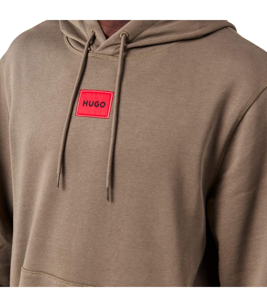 Mens Cotton Blend Pullover Hoodie Medium Grey Hugo-4