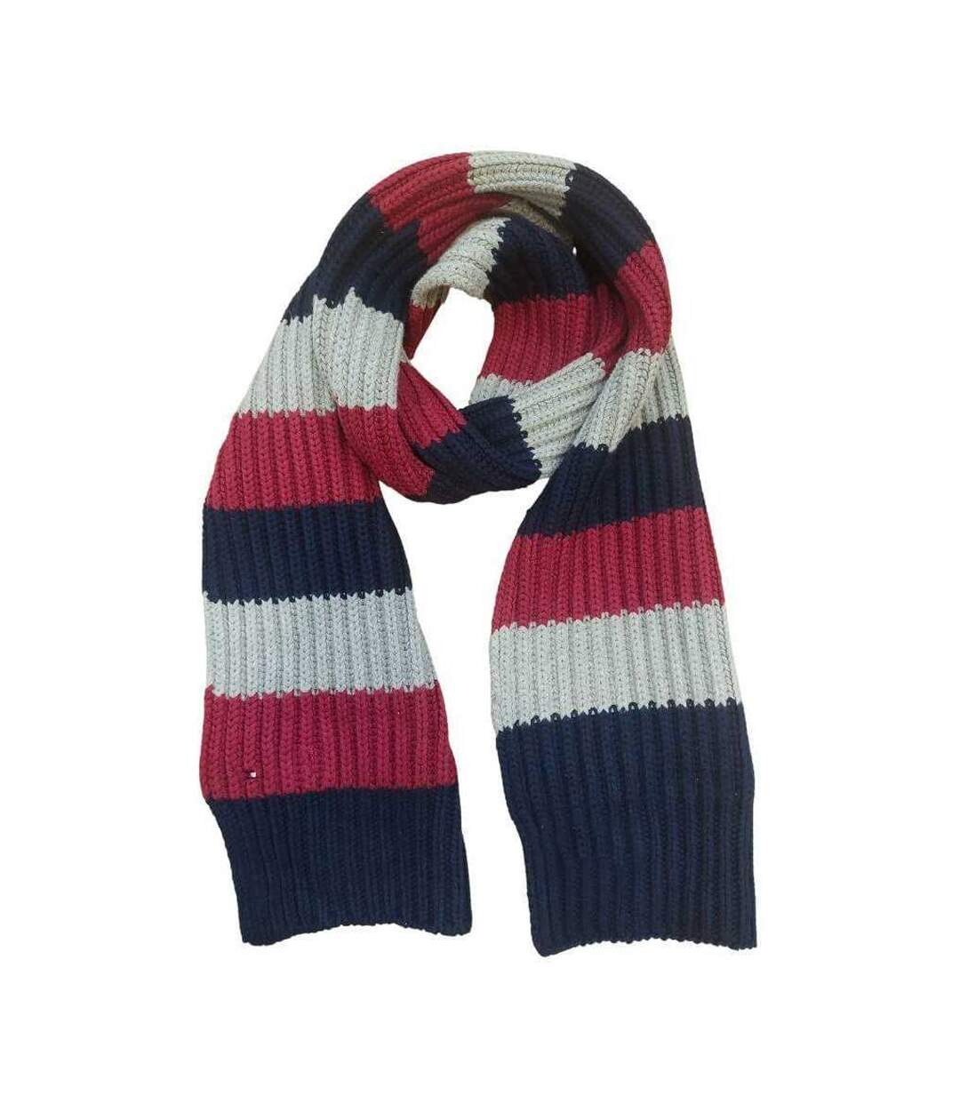 Childrens/kids Ribbed Scarf M Navy Blue Grey Claret Tommy Hilfiger-2