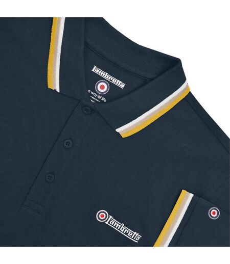 Polo Homme Bleu Marine Blanc Marron Clair Jaune Or Lambretta