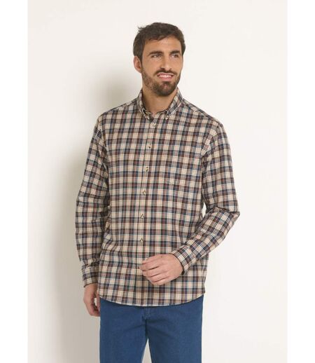 Chemise flanelle détails velours, clair