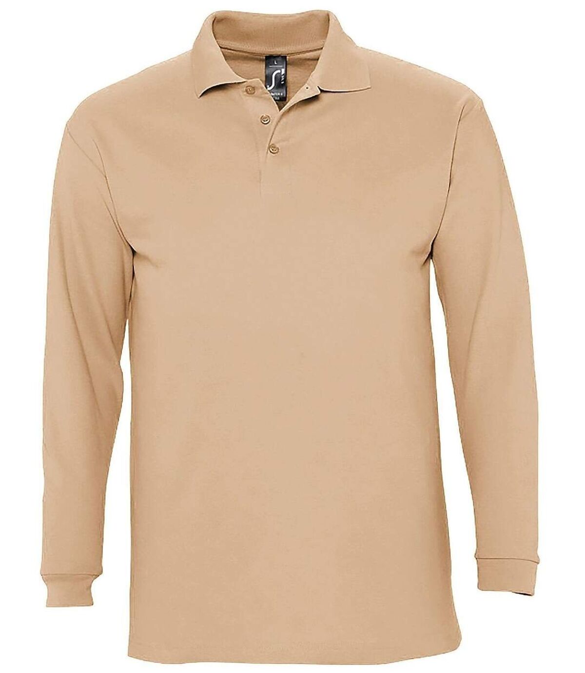 Polo manches longues - Homme - 11353 - beige sable