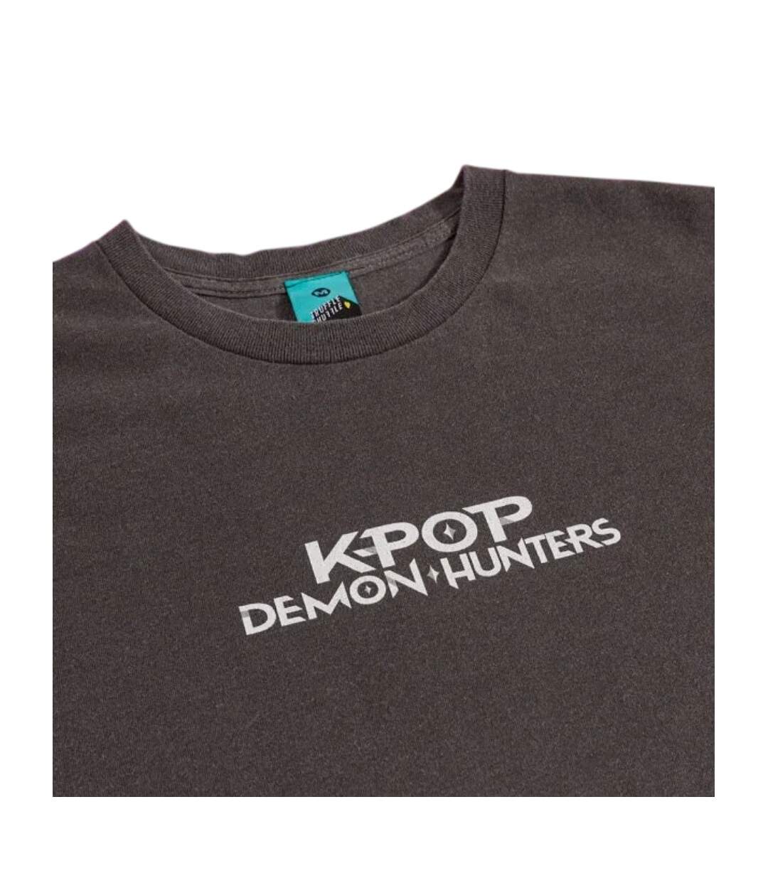Unisex Adult Vintage Wash T-shirt Charcoal K-Pop Demon Hunters-3
