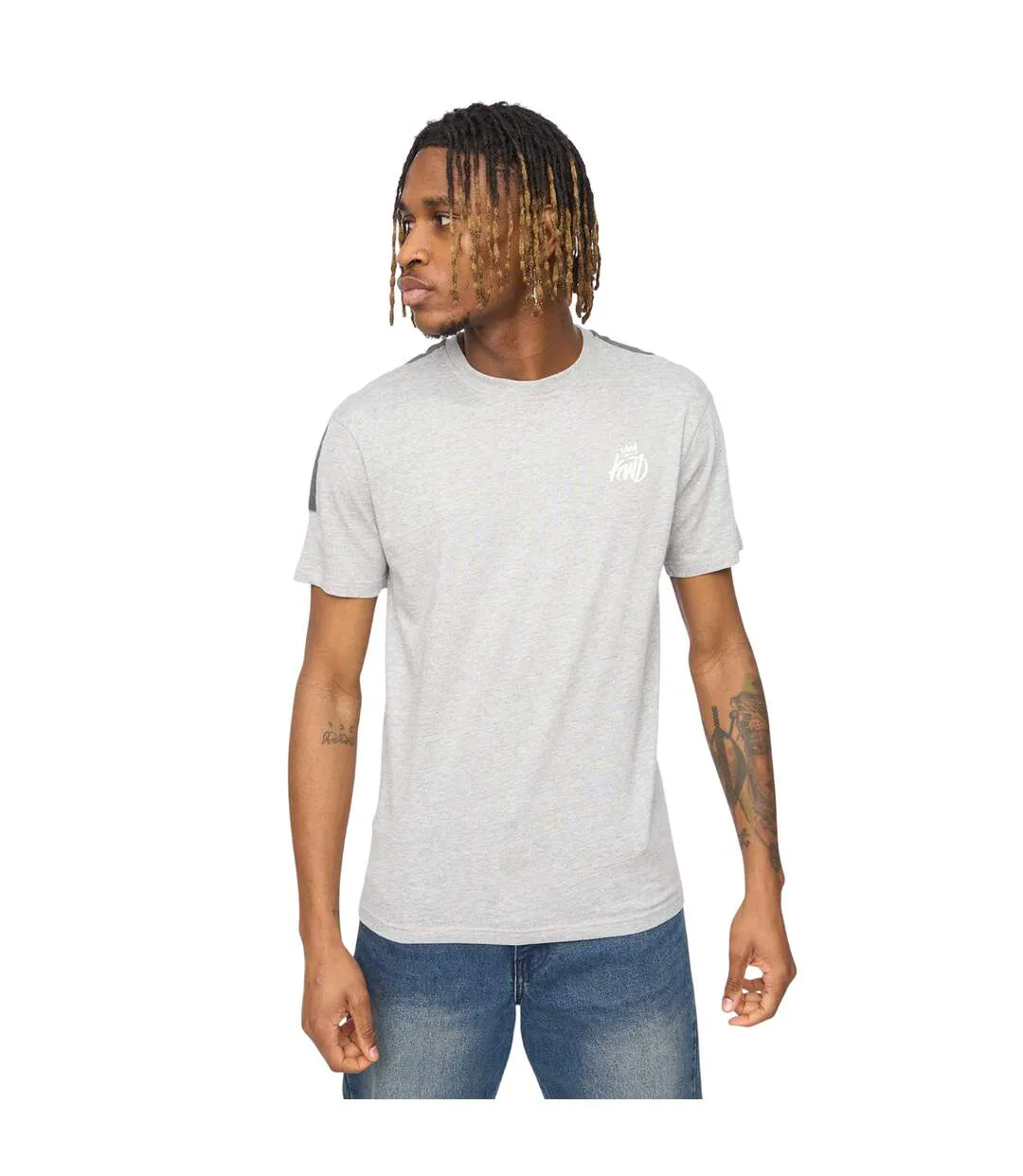 Mens Tapelny T-shirt Grey Marl Kings Will Dream-2