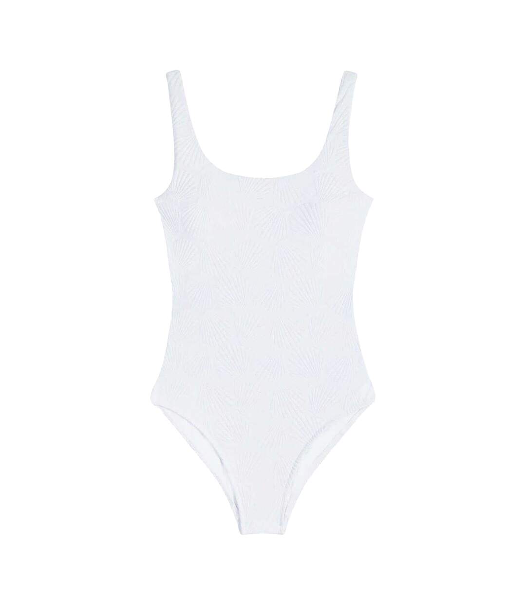 Womens/ladies Textured Sweetheart One Piece Swimsuit White Chelsea Peers-2
