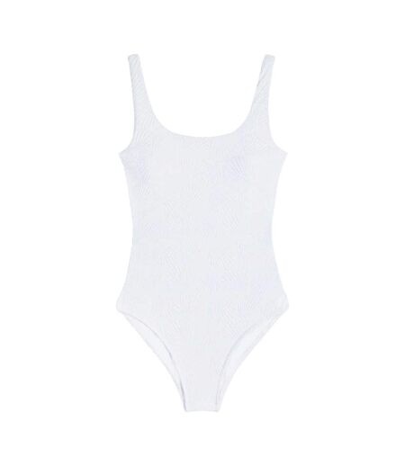 Womens/ladies Textured Sweetheart One Piece Swimsuit White Chelsea Peers
