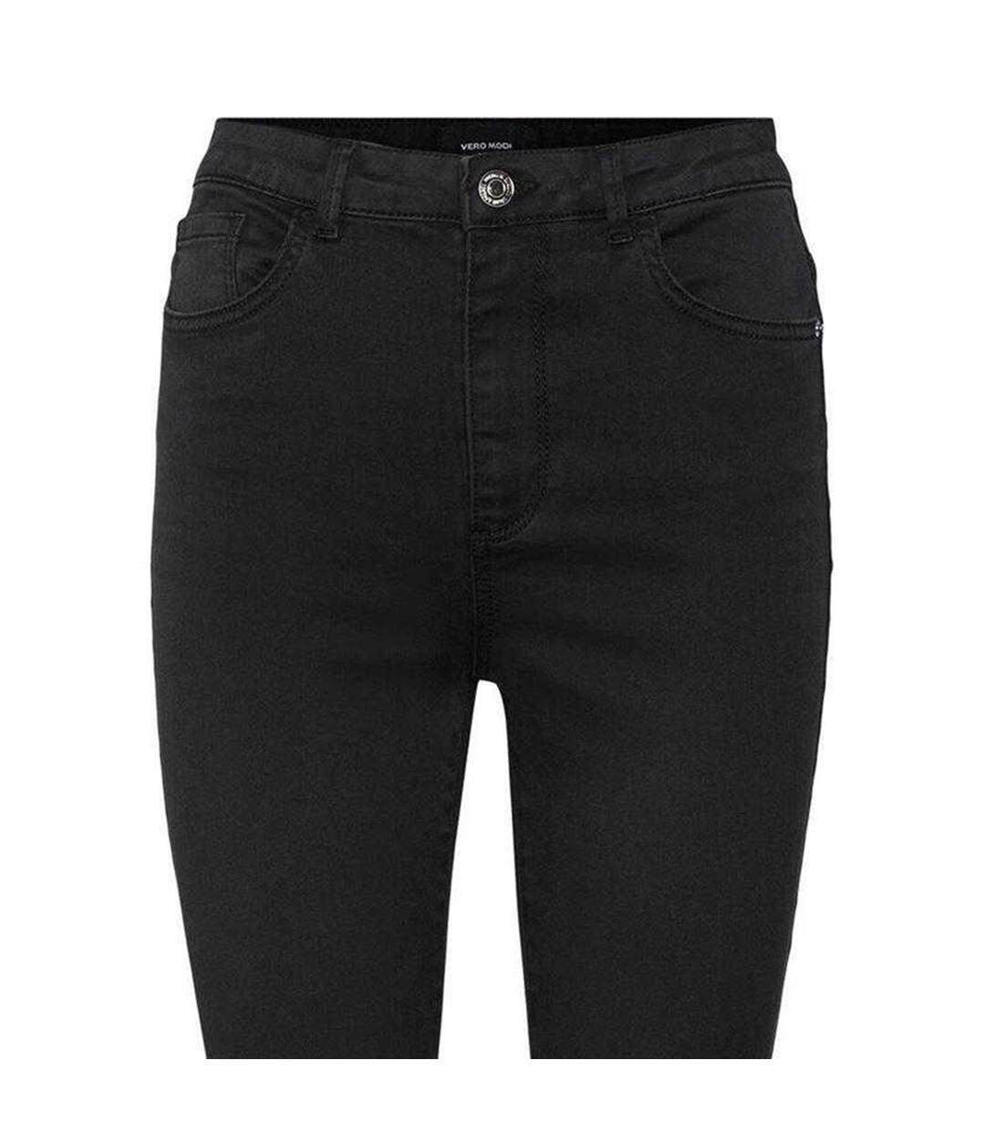 Womens/ladies Denim High Rise Slim Jeans Black Vero Moda-2