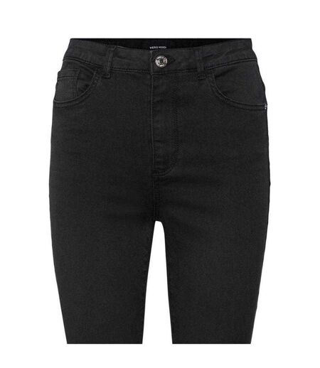Womens/ladies Denim High Rise Slim Jeans Black Vero Moda