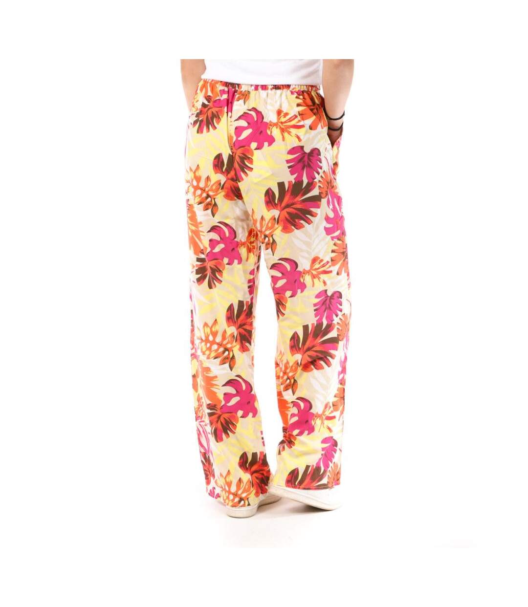 Pantalon orange à fleurs femme only nova life palazzo-2