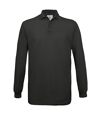 B&C Mens Safran Long Sleeve Cotton Polo Shirt (Black)