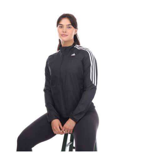 Womens/ladies marathon 3 stripes running jacket black Adidas