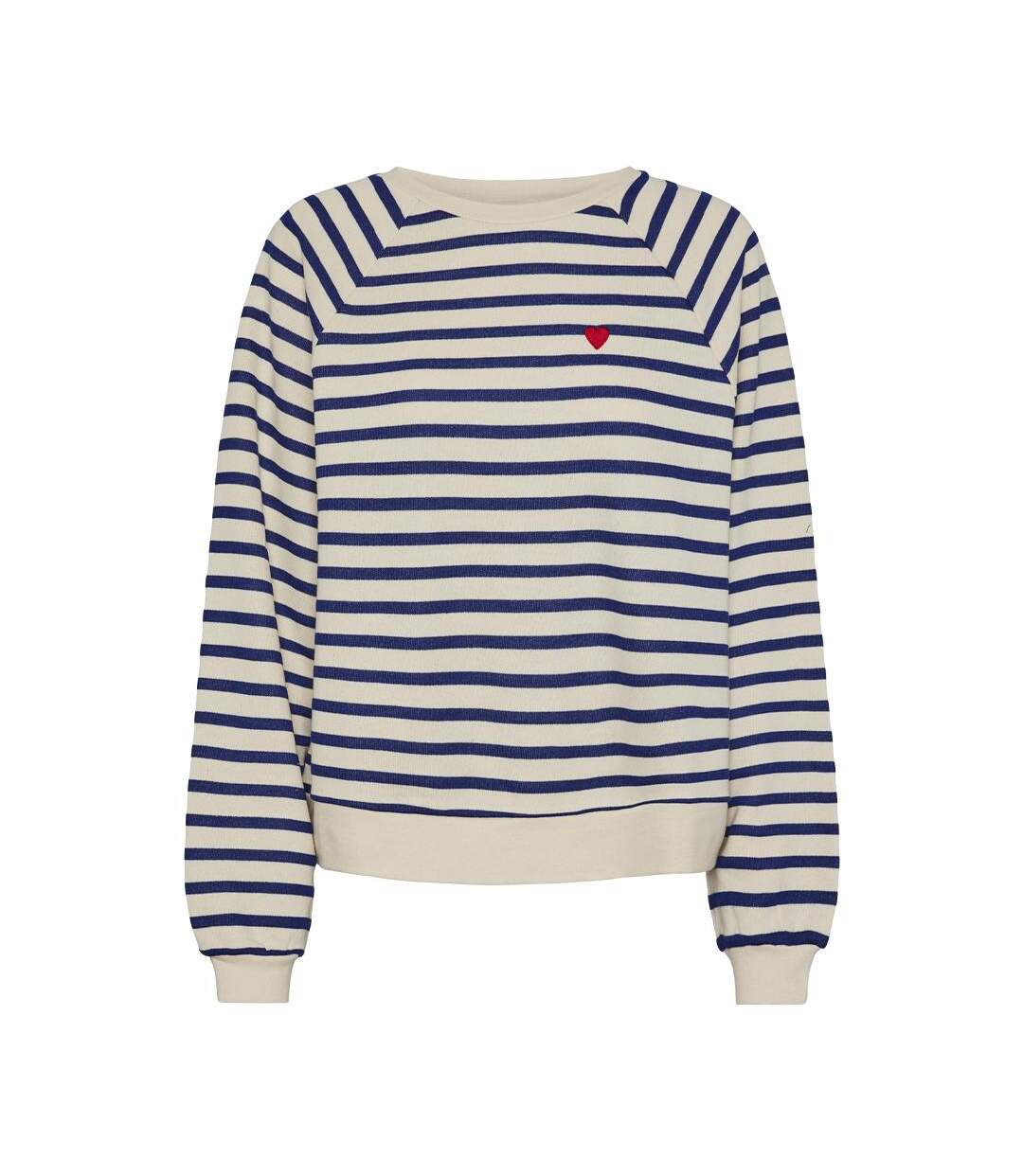 Sweat Marinière Bleu/Ecru Femme Pieces Greta - L