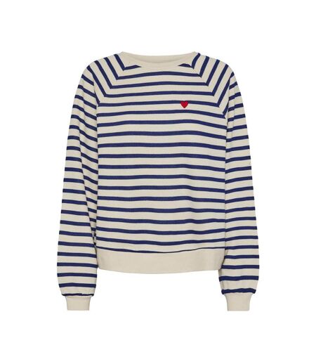 Sweat Marinière Bleu/Ecru Femme Pieces Greta - L