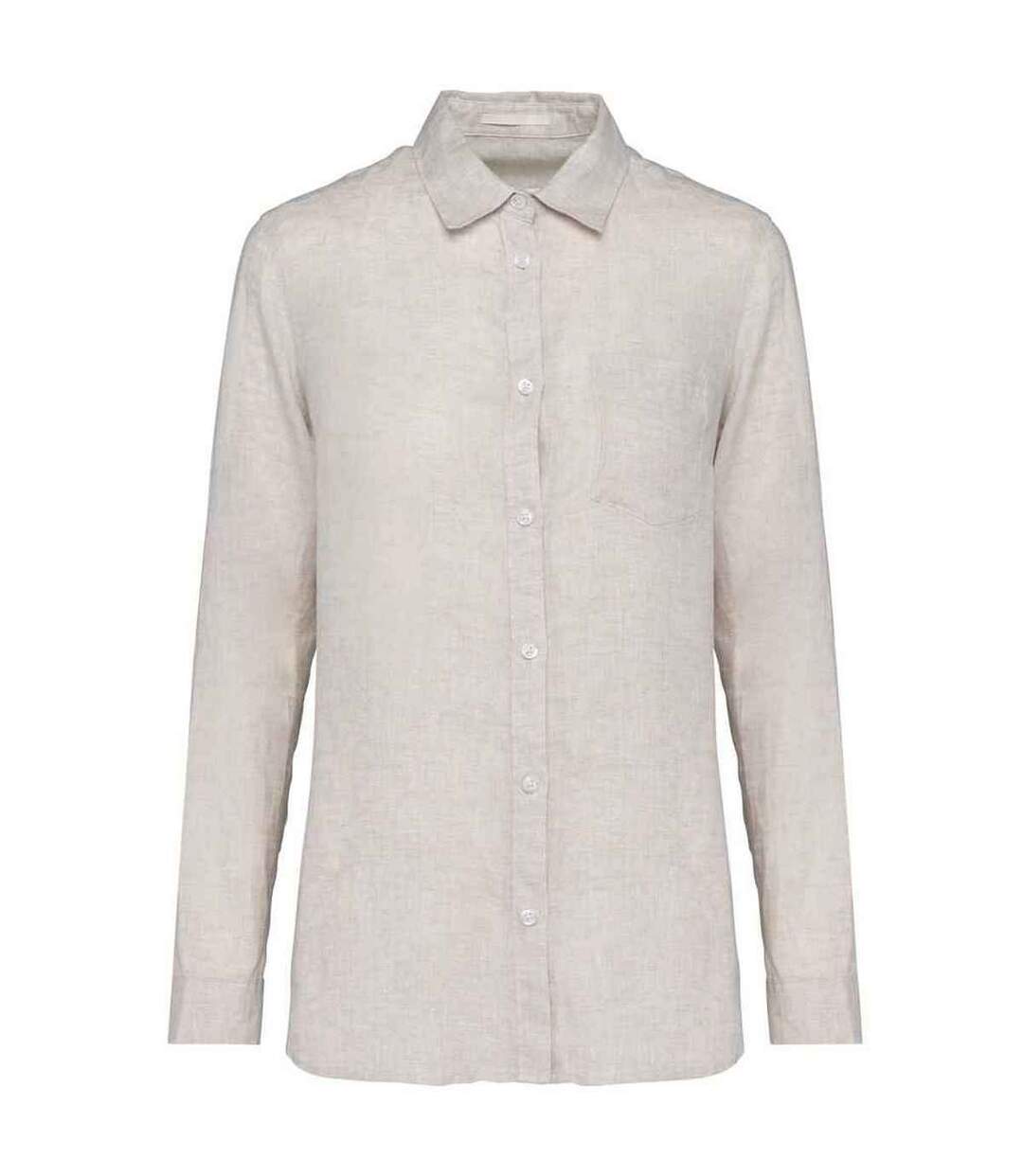 Womens/ladies Linen Long-sleeved Shirt Linen Spasso-1