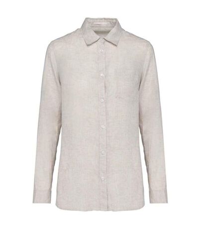 Womens/ladies Linen Long-sleeved Shirt Linen Spasso