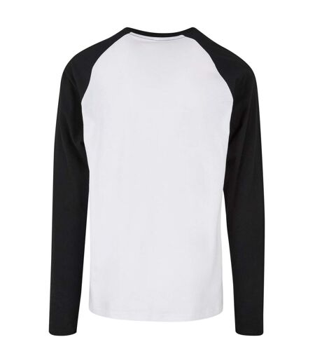 Mens Raglan Contrast Long-sleeve T-shirt Blanc Noir Build Your Brand
