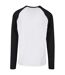 Mens Raglan Contrast Long-sleeve T-shirt Blanc Noir Build Your Brand-2