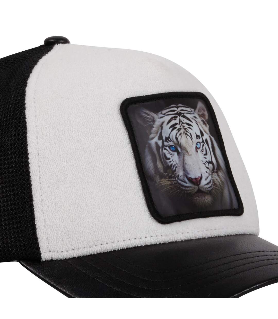 Casquette trucker semi curved avec filet bi-matière  animal White Tig Hatfield-4