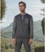 Sweat manches longues homme col tunisien de couleur gris-5