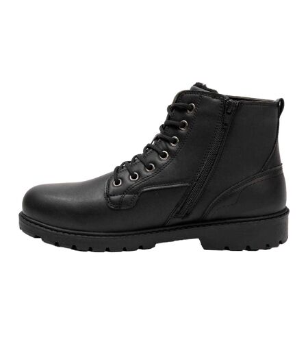 Mens Synthetic Leather Ankle Boots Black Nicholas Deakins