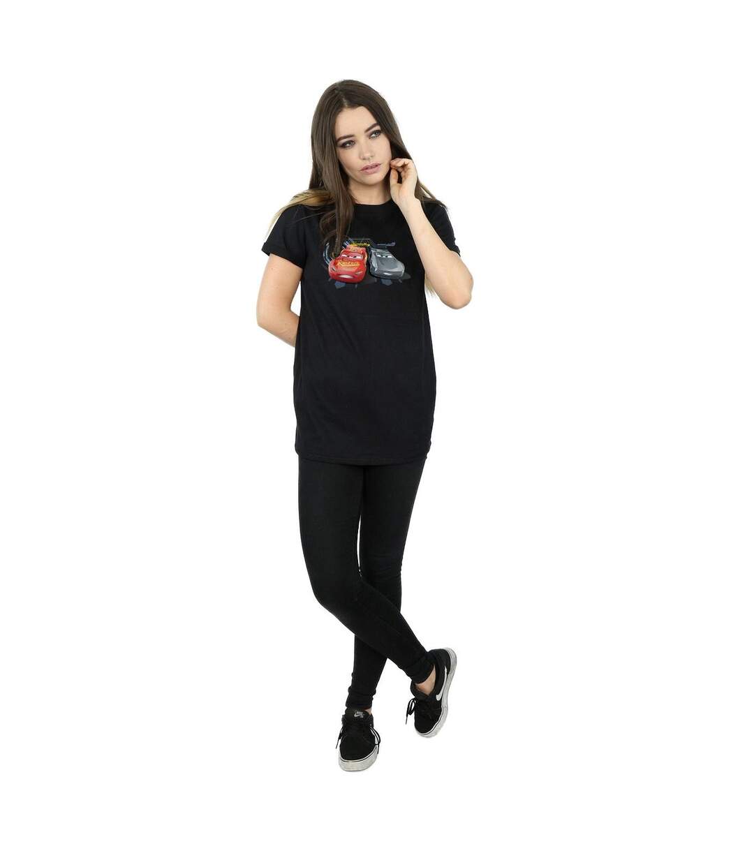 Disney - T-shirt CARS LIGHTNING VS STORM - Femme (Noir) - UTBI16157-4