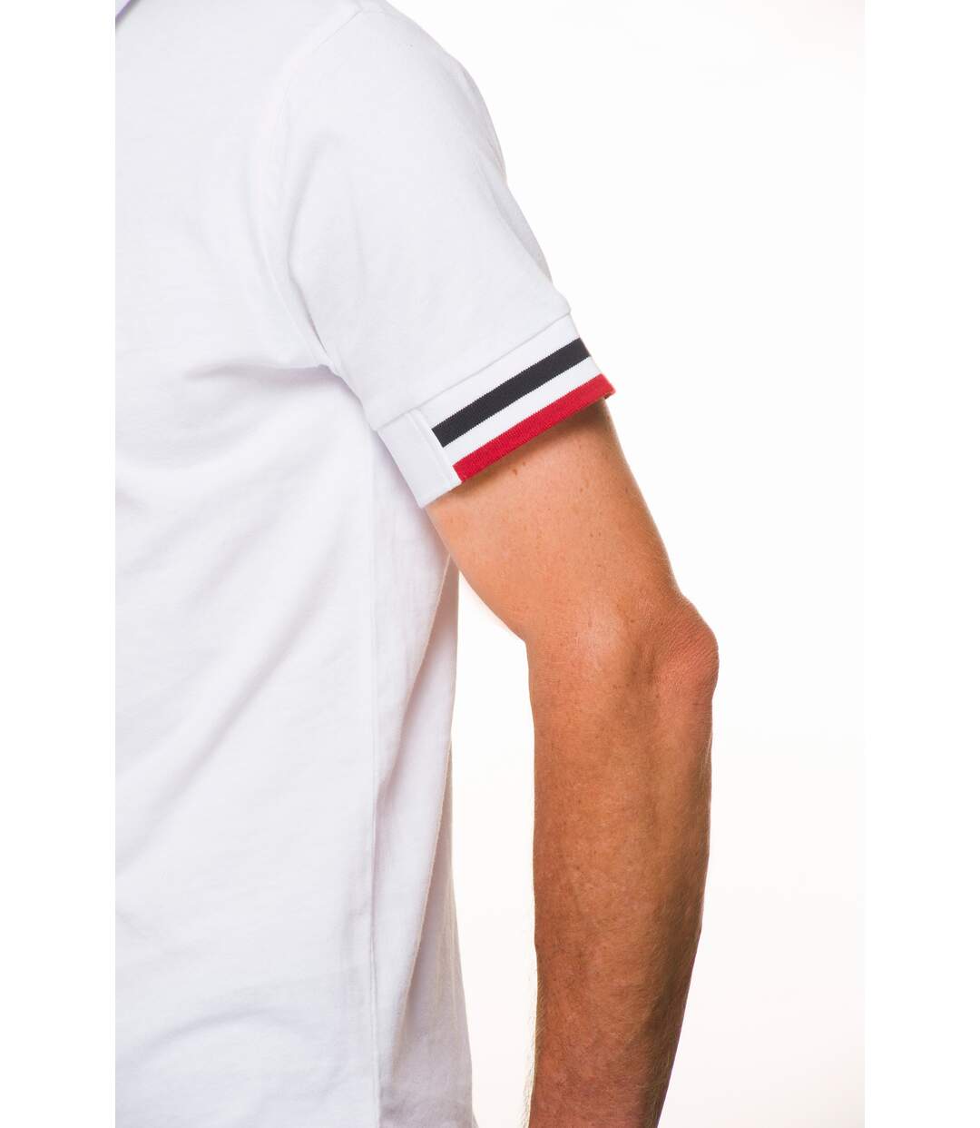 Polo Droit en Maille Coton Jersey Uni Blanc