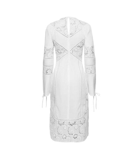 Robe Mi-longue Motif/style Broderie Femme Blanc Boss