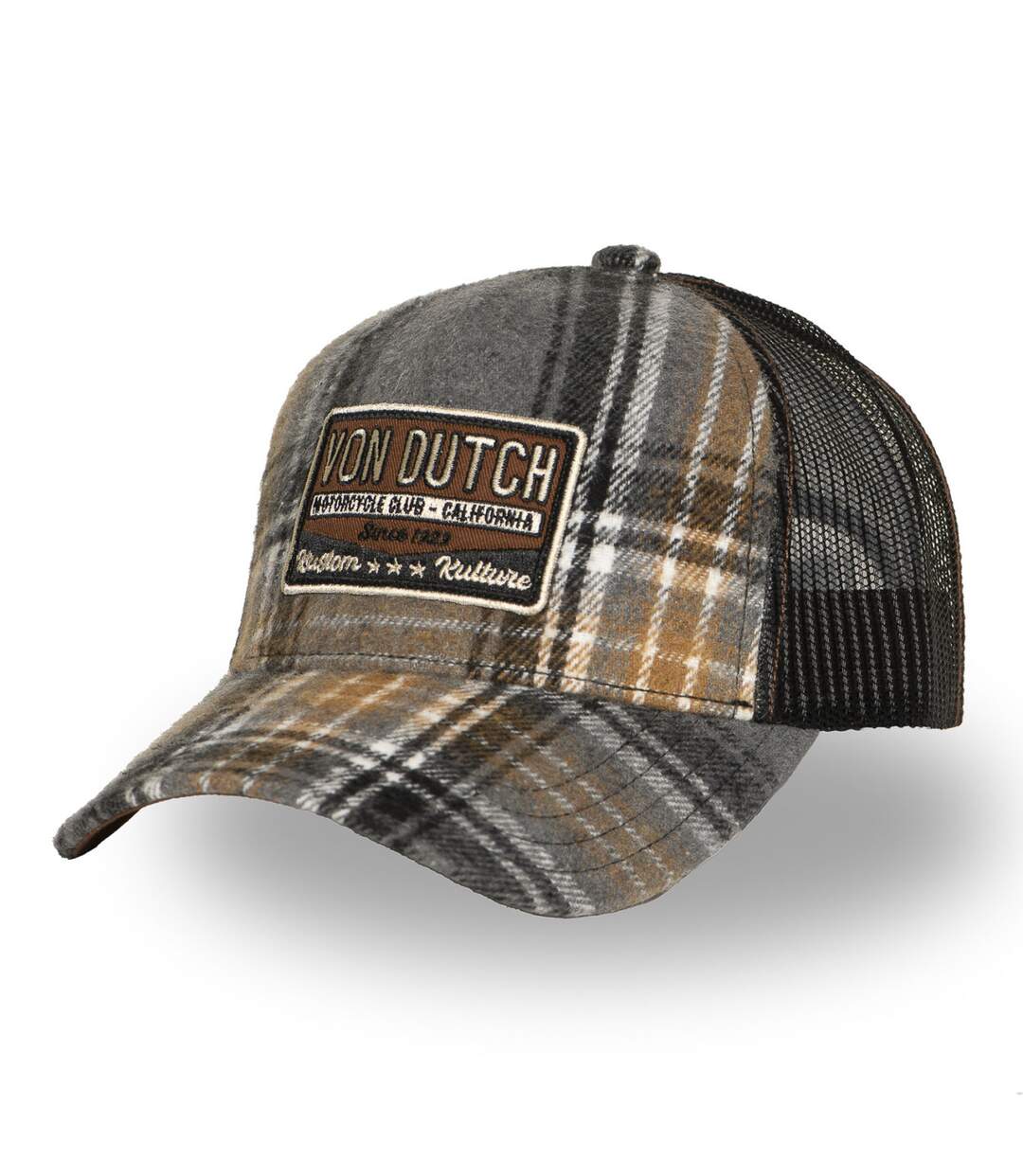 Casquette baseball avec filet adulte en flannelle à carreaux Car Vondutch-1