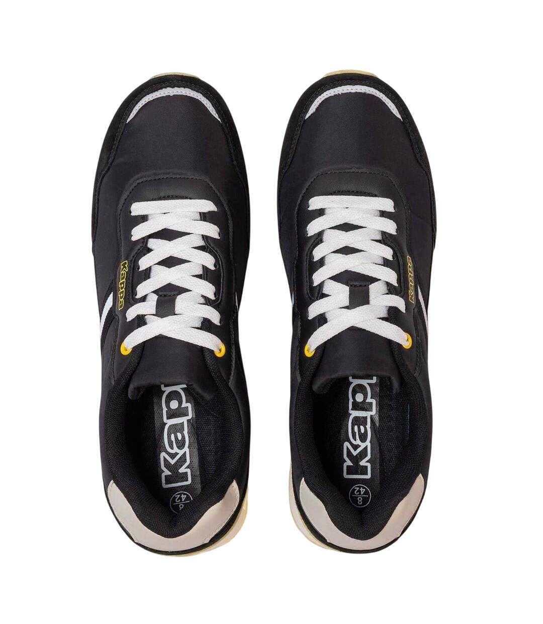 Mens Draydon Logo Suede Low Cut Trainers Black Yellow Kappa-3