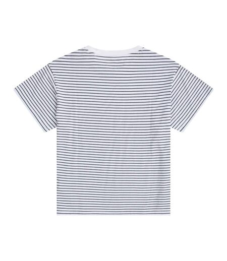 T-shirt Motif/style Rayures Contrastées Idol Femme Blanc Cassé Animal