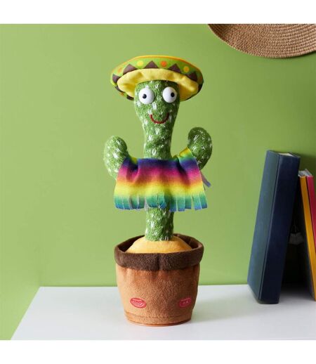 Peluche Déco Cactus Musical Dansant 31cm Vert