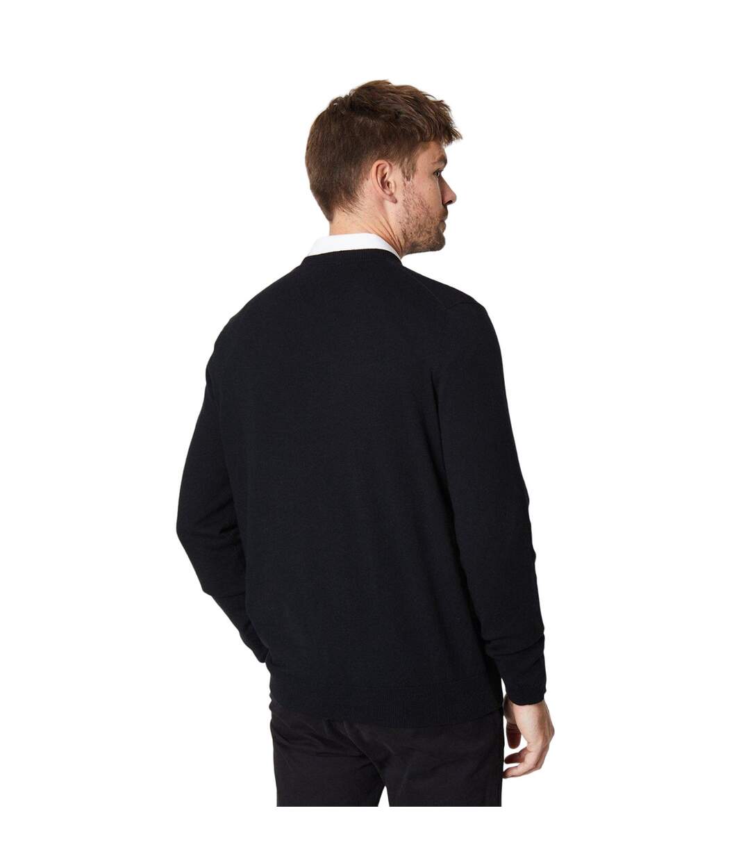 Mens rich cotton v neck jumper black Burton-2