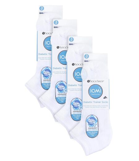 12 Pair Unisex Low-Cut Diabetic Trainer Socks: Ideal for Swollen Feet & Ankle