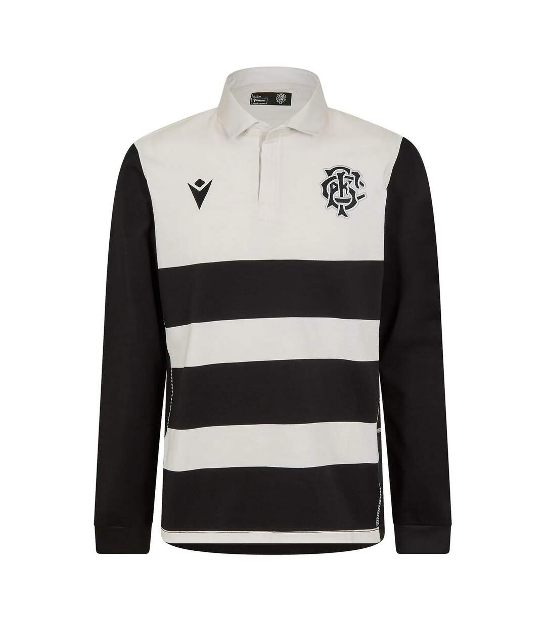 Maillot Domicile Manches Longues Barbarians 24/25 Adulte Noir Blanc Macron-1