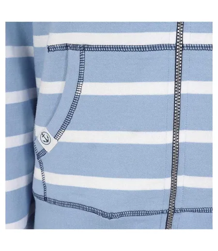 Womens/ladies Striped Full Zip Hoodie Sky Lazy Jacks