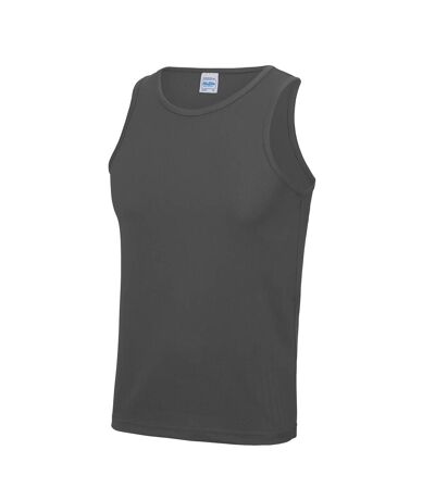 AWDis Just Cool Mens Sports Gym Plain Tank / Vest Top (Charcoal) - UTRW687