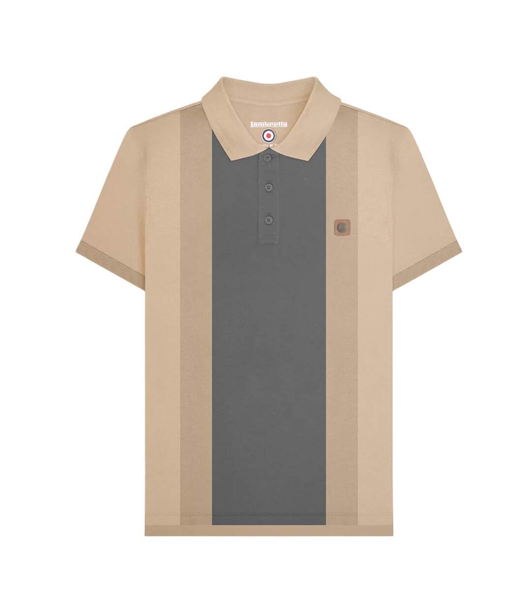 Polo Motif/style Panneau Contrasté Homme Beige Gris Lambretta-2
