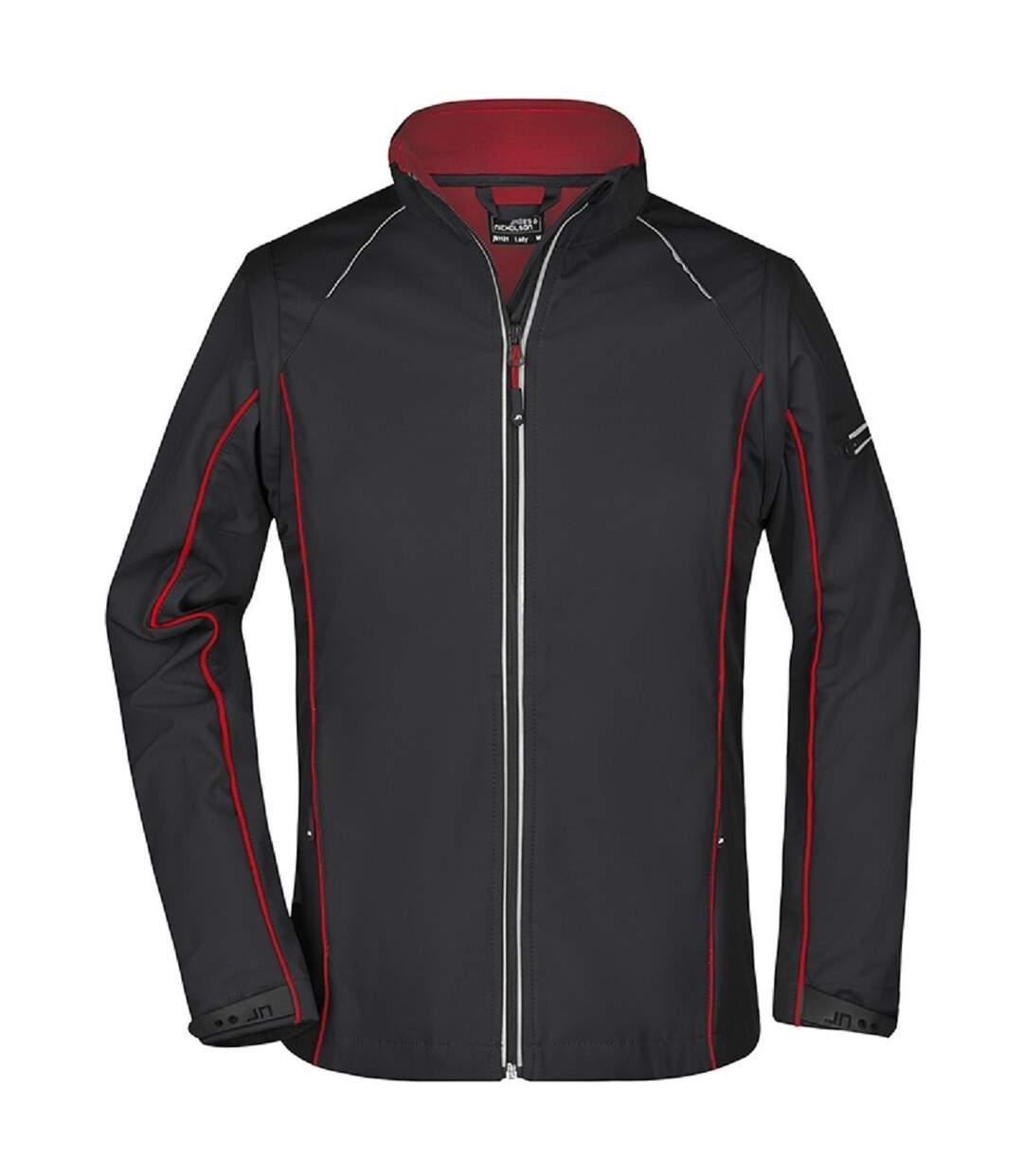 Veste softshell manches amovibles - femme - JN1121 - noir et tomate-1