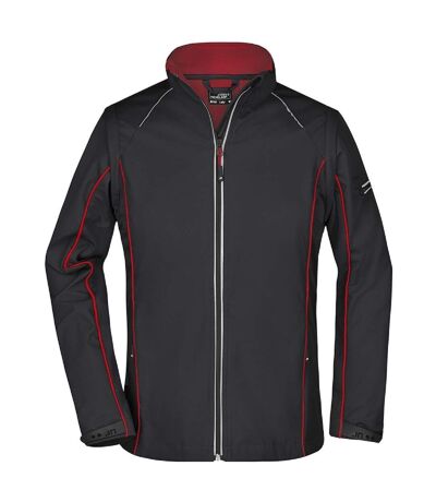 Veste softshell manches amovibles - femme - JN1121 - noir et tomate