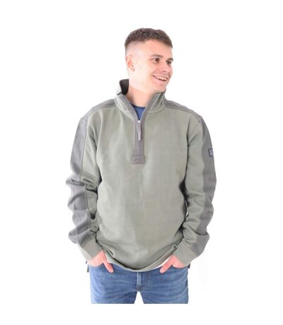 Sweat Motif/style Panneau Contrasté Homme Vert Kaki Lazy Jacks
